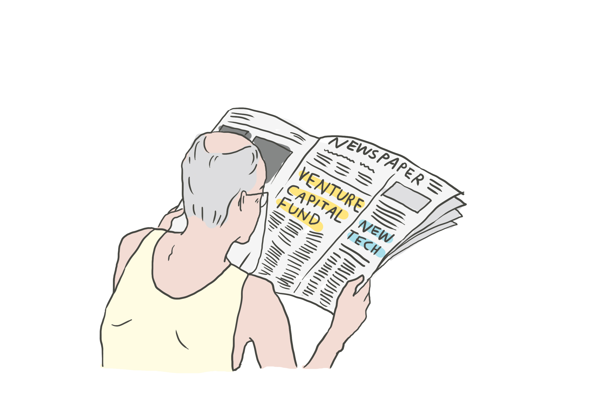 Senior reading newspapers